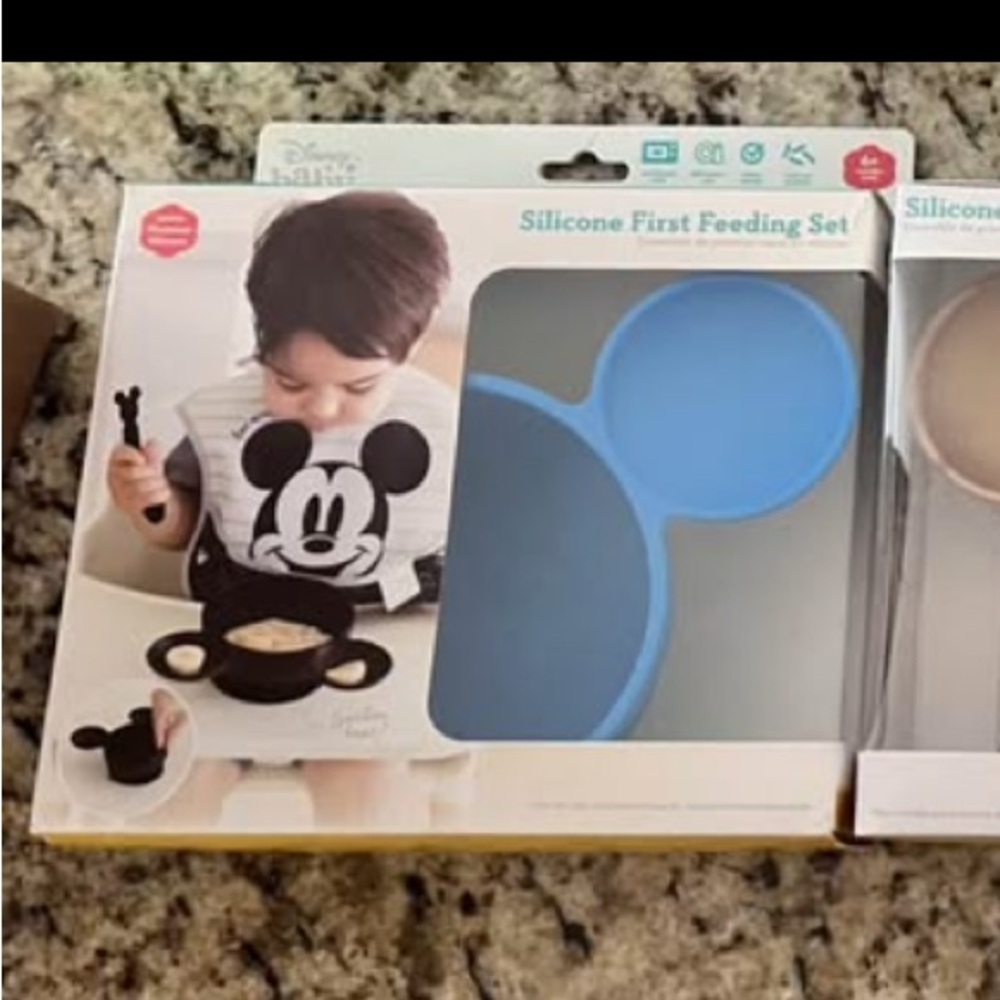 Bumkins Mickey Mouse Silicone Bowl Set - Blue and gold
